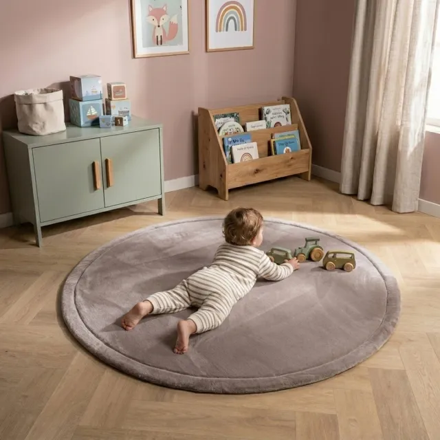 Little Olly Ronde speelmat - Jip Taupe | Wasbaar - Ø 140cm