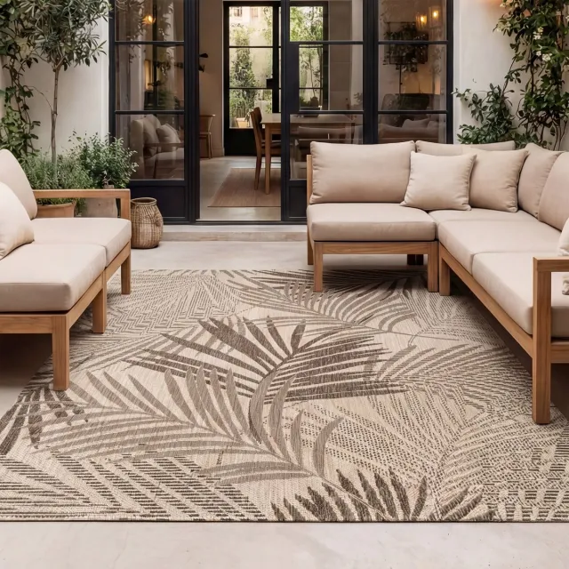 Fraai Buiten vloerkleed - Tiga Palm Taupe - 140x200cm