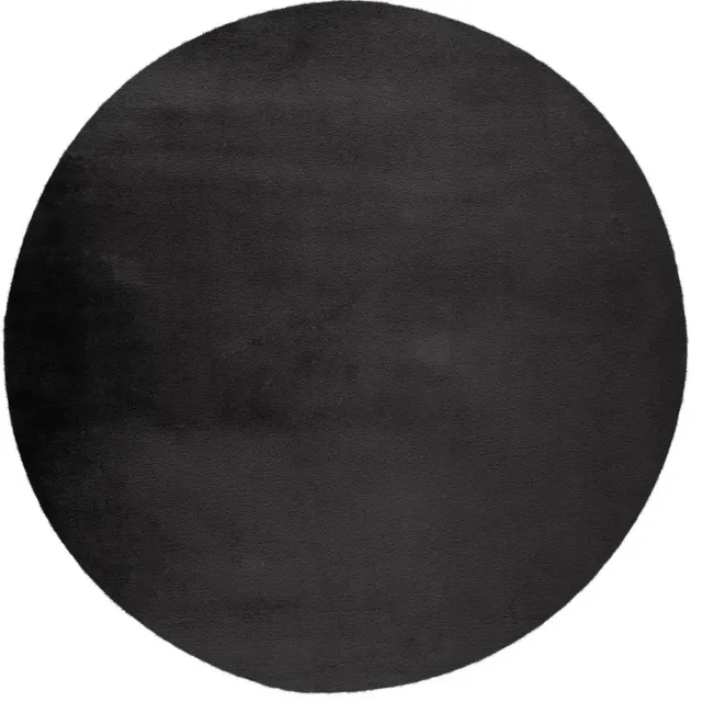 Dutch XXL Rond Fluffy Vloerkleed | Tapijt | Paradise | Uni | Antraciet | 120x120 cm