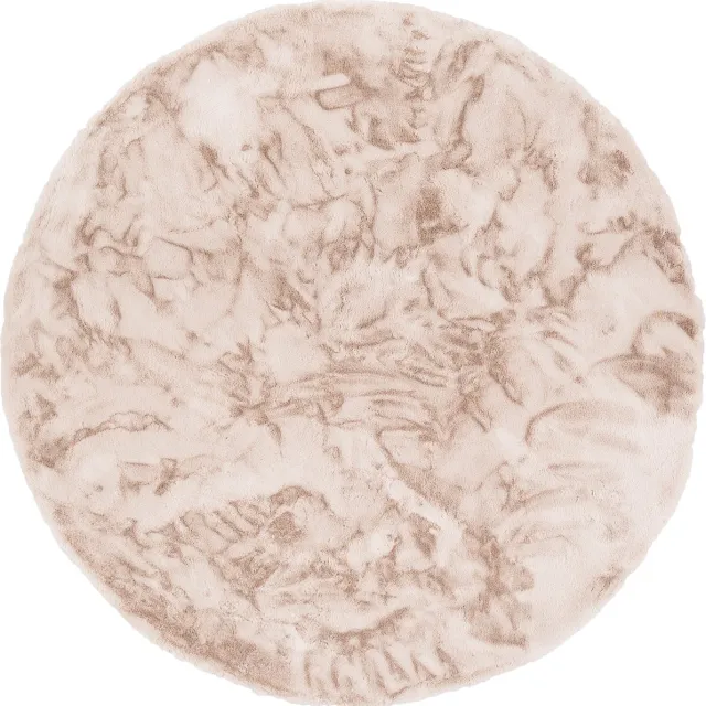 Pergamon Luxe Super Zachte Bont Vloerkleed Tapijt Plush Rond Beige