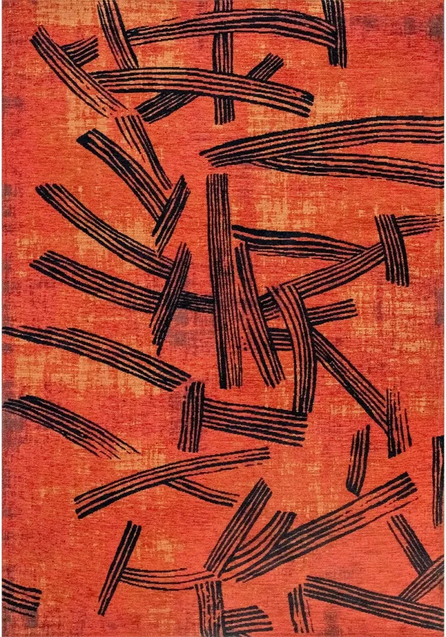Louis de Poortere Wasbaar Binnen & Buiten Vloerkleed - 240 x 240 cm - Louis De Poortere Kanji Ginger Chocolat - Laagpolig Tapijt - Gerecycled PET - Made in Belgium - Circulair Rood
