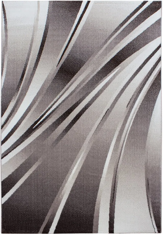 Parma Laagpolig vloerkleed met abstract golfpatroon, bruine kleur, geschikt voor de woonkamer, met een jute achterkant, afmetingen: 240 x 340 cm BROWN