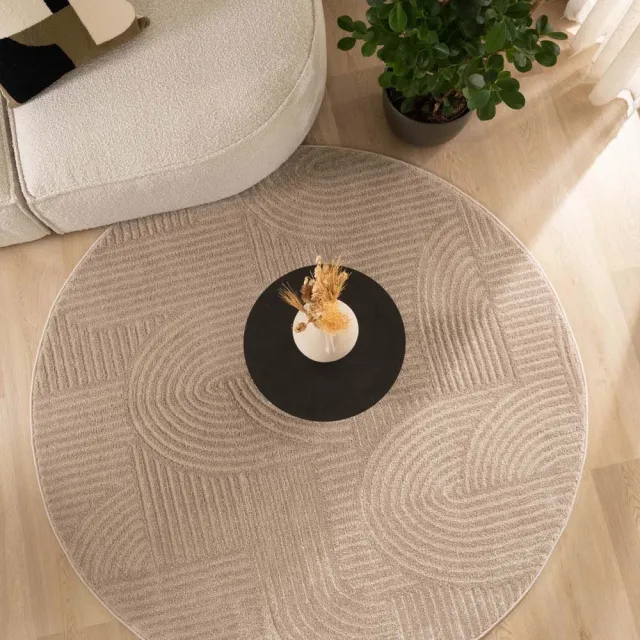 Nordic Weavers Scandinavisch vloerkleed rond - Contour Bend beige 100