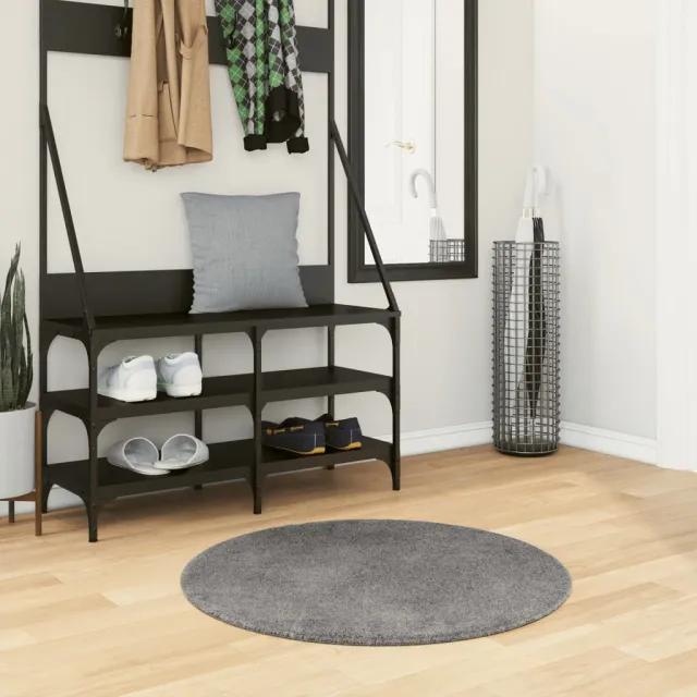 vidaXL Vloerkleed HUARTE laagpolig zacht wasbaar Ø 80 cm antraciet, foto 2
