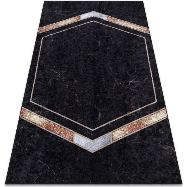 RUGSX Kleden Rugsx MIRO 52025.802 tapijt wasbaar marmer, geometrisch 120x170 cm Zwart