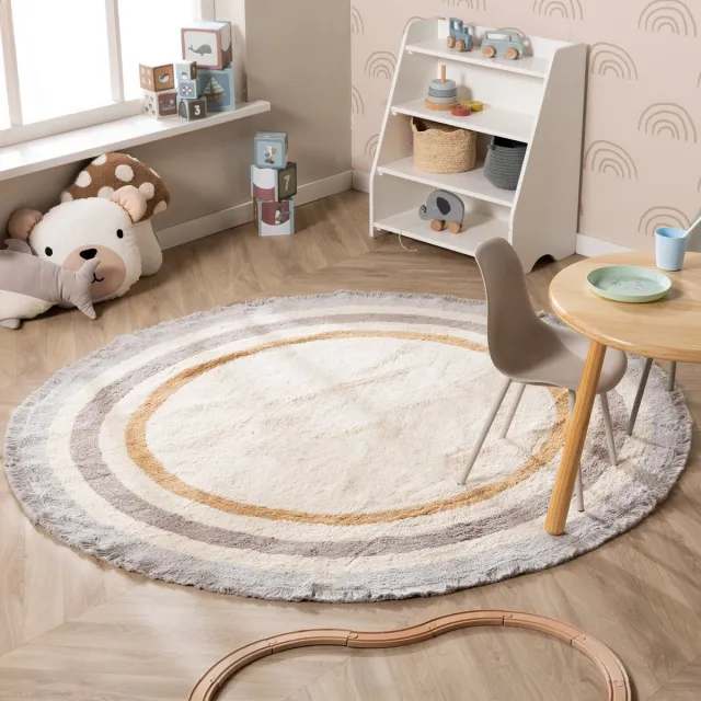 Little Olly Rond wasbaar kinderkleed - Milo Grijs | 100% katoen - Ø 160cm