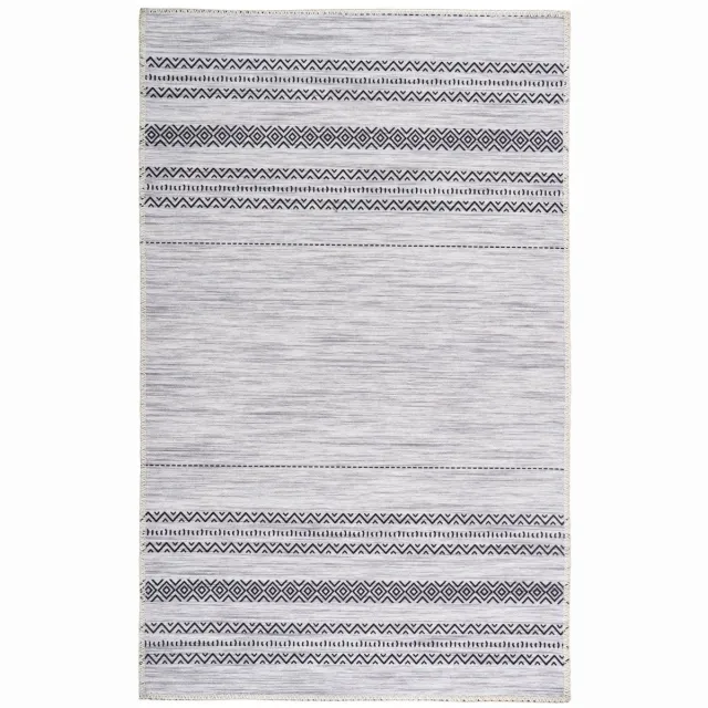 Padiro stijlvol vloerkleed - lichtgrijs - streeppatroon in Scandinavische stijl - voor vloerverwarming - van polyester