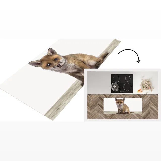 KitchenYeah Keukenloper - Loper keuken - Babykamer - Vosje - baby vos - Kinderkamer - Meisjeskamer - Jongenskamer - Keukenloper vinyl Multicolor
