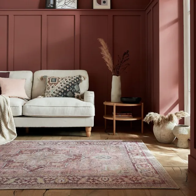 flycarpets Vintage Vloerkleed - Windsor Traditioneel - Laagpolig - Medaillon - Roze - 120x170 cm