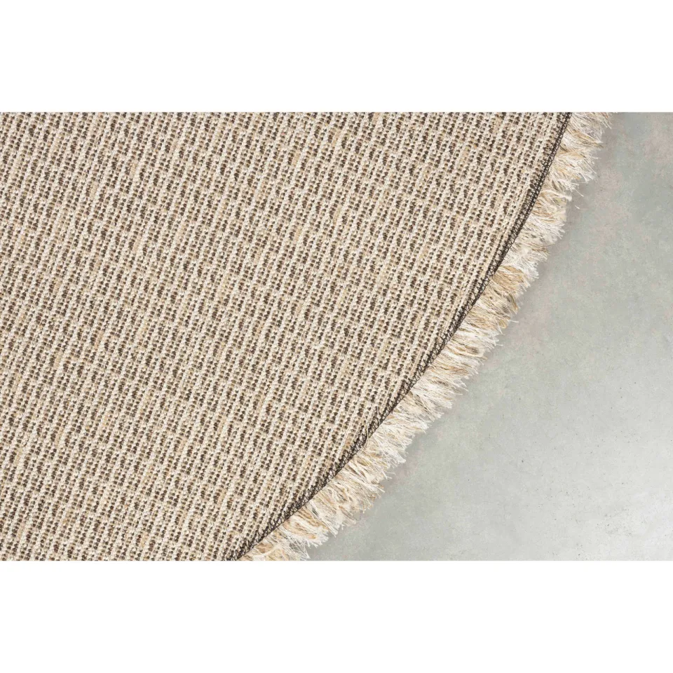 Dutchbone Hairy rond vloerkleed beige, foto 3