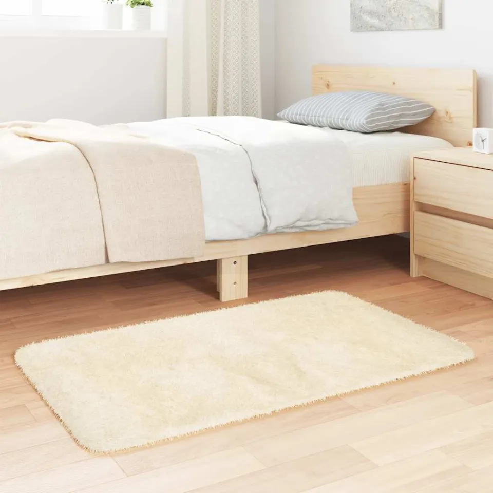 vidaXL Hoogpolig vloerkleed NAVARRA 60x100 cm polyester crèmekleurig, foto 2