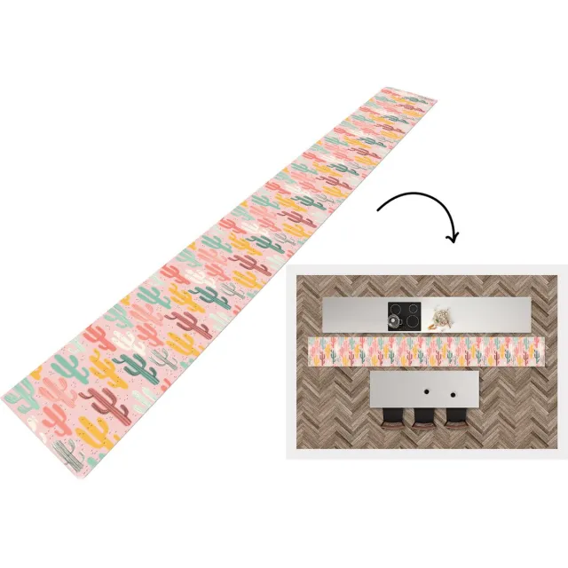 KitchenYeah Keukenloper - Keukenmat - Cactus - Patronen - Roze - Keuken vloerkleed Multicolor