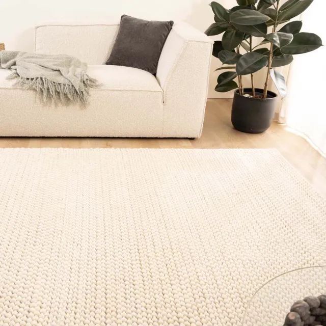 Nordic Weavers Wollen vloerkleed - Løkke ivoor 160x240 Wit