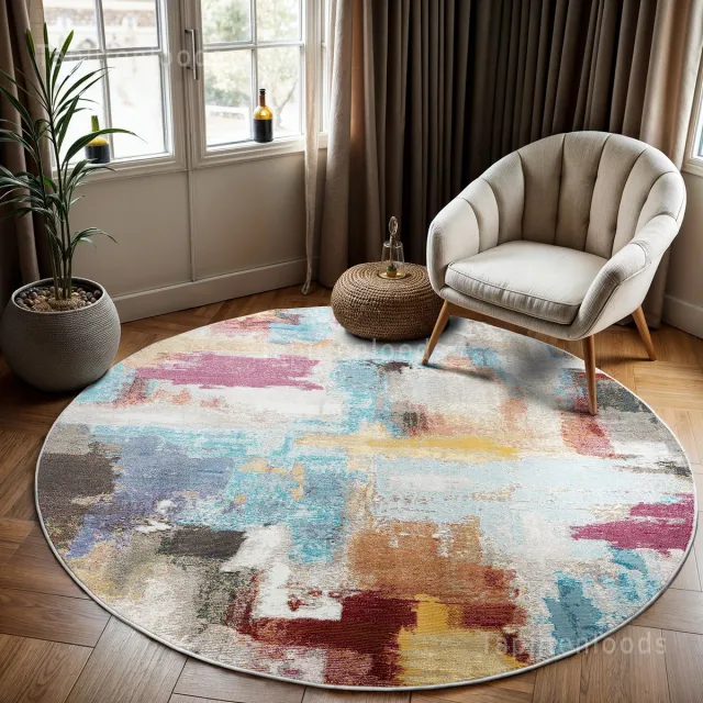 Muratap Picasso Artisan Vintage Rond Vloerkleed Multi Laagpolig- 240 CM Ø Multikleur