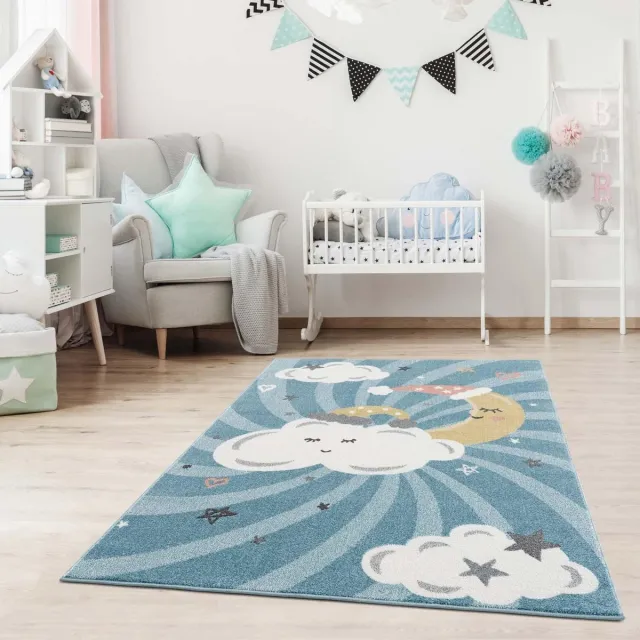 OmidCarpets.BE Blauw en Grijs Tapijt Laagpolig Vloerkleed Koho Beige Essence - Modern - Woonkamer - Salon - Slaapkamer - Eetkamer