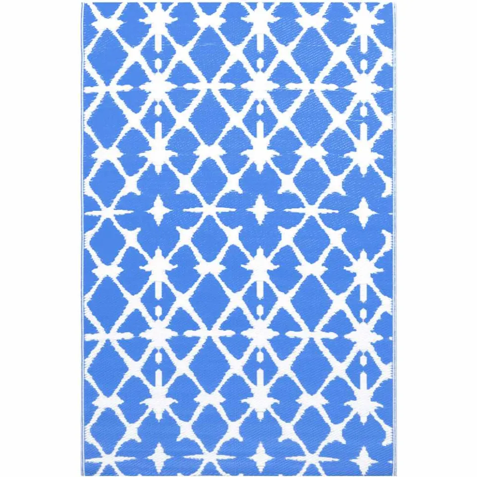 vidaXL Buitenkleed ARAKIL 190x290 cm PP blauw en wit, foto 3