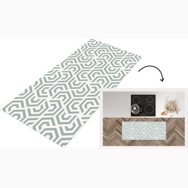 KitchenYeah Keukenloper - Loper keuken - Design - Lijn - Patroon - Groen - Keukenloper vinyl Multicolor