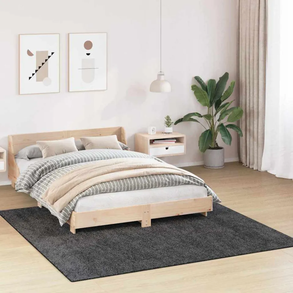 vidaXL Antislip Shaggy Tapijt Donkergrijs 200 x 200 cm PP grijs, foto 3