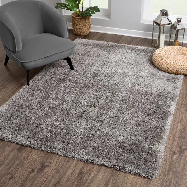 Muratap Porto Soft Fluffy Hoogpolig Vloerkleed Donkergrijs- 80X150 CM grijs