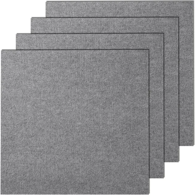 Vevor Schil En Plak Tapijttegels 24" X 24" Zelfklevende Tapijtvloertegels Zacht Gevoerde Tapijttegels Diy-Installatie voor Slaapkamer Woonkamer (9 Stuks, Lichtgrijs)