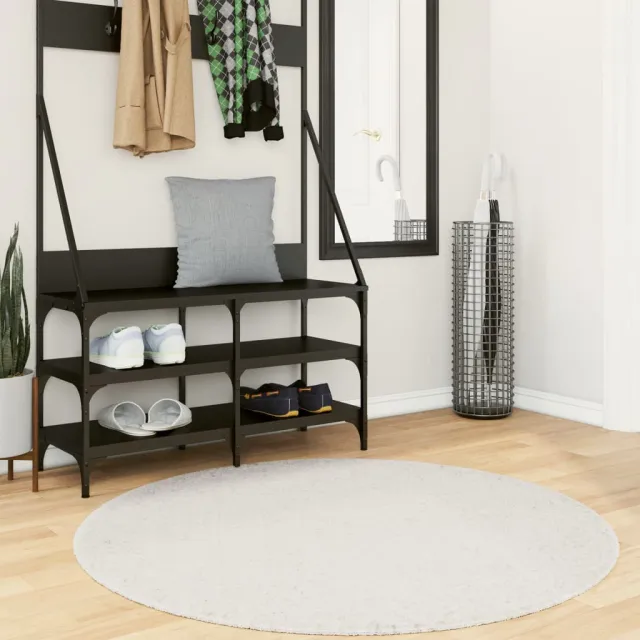 vidaXL Vloerkleed OVIEDO laagpolig Ø 120 cm crèmekleurig