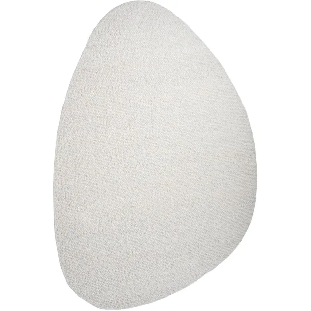 Veer Carpets Vloerkleed Stone White - Kiezelvormig - Wollen Design Vloerkleed in Scandinavische / Japandi Stijl Wit
