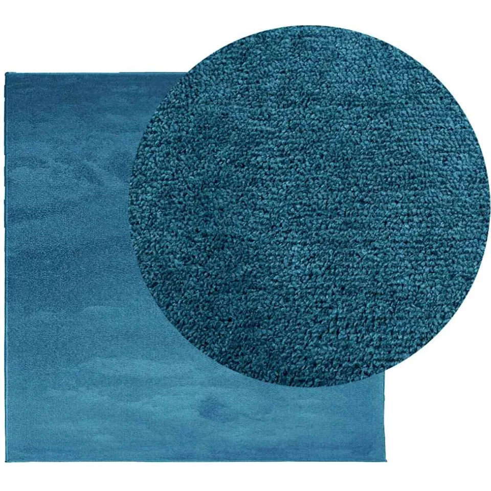 vidaXL Vloerkleed OVIEDO laagpolig 240x240 cm turquoise, foto 2