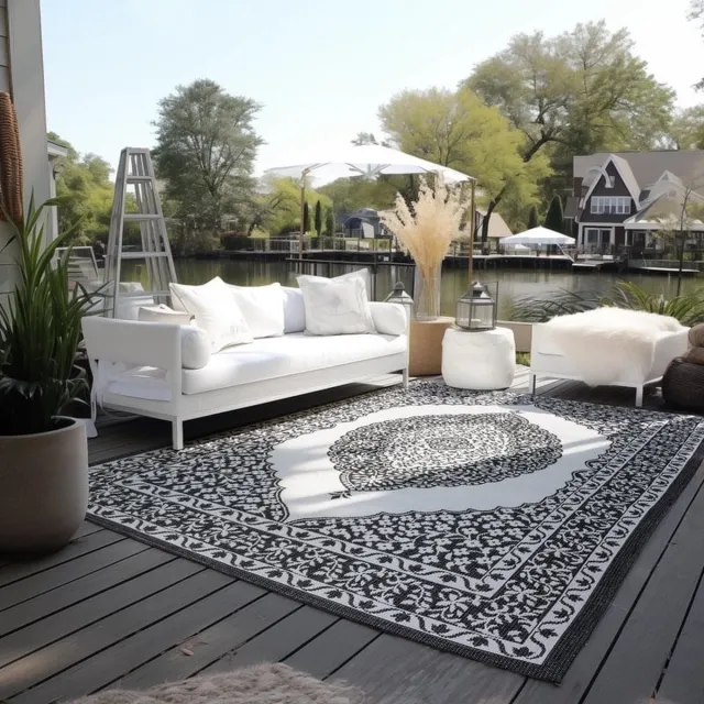 flycarpets Elle Decoration - Binnen & Buitenkleed - Omkeerbaar - Meekly - Zwart - 120x170 cm