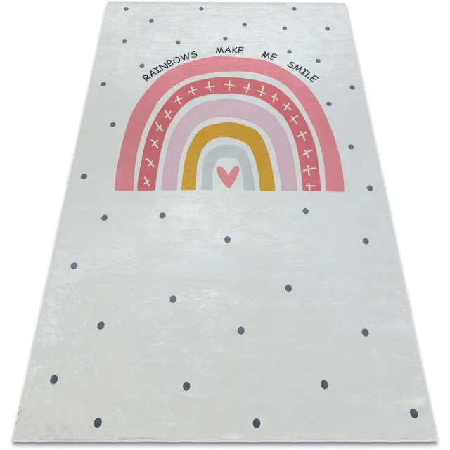 RUGSX Kleden Rugsx BAMBINO 47810 tapijt wasbaar Regenboog, stippen vo 200x290 cm Wit
