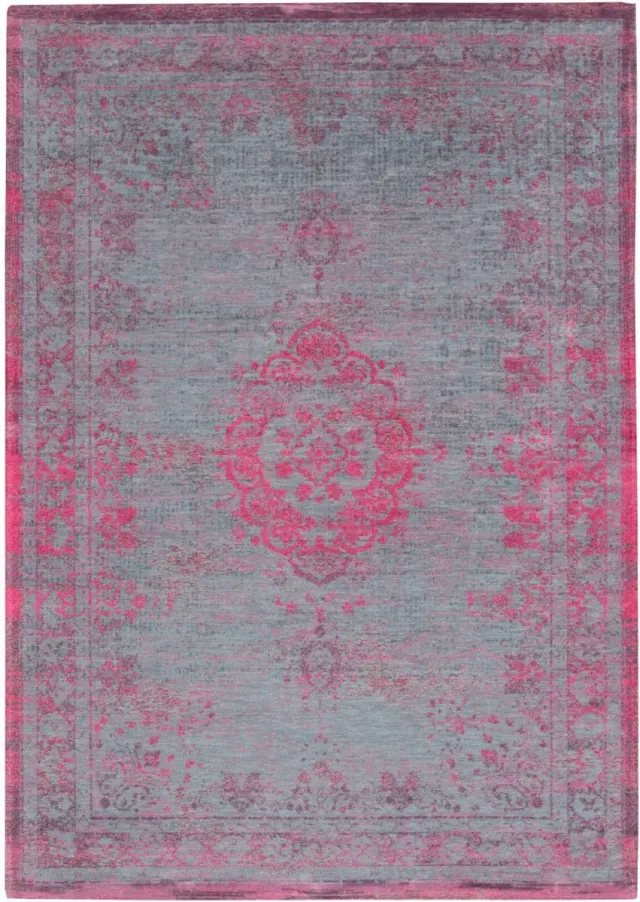 Louis de Poortere Wasbaar Binnen & Buiten Vloerkleed - 240 x 340 cm - Louis De Poortere Medallion Pink Flash - Laagpolig Tapijt - Gerecycled PET - Made in Belgium - Circulair Rood