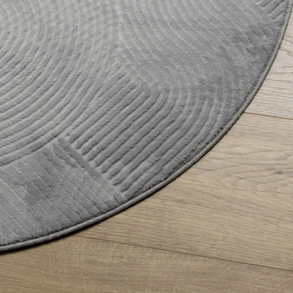 vidaXL Vloerkleed IZA laagpolig Scandinavisch Ø 100 cm grijs, foto 4
