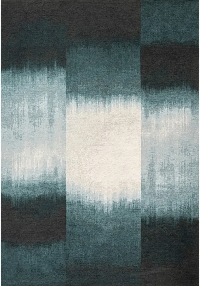 Louis de Poortere Wasbaar Binnen & Buiten Vloerkleed - 240 x 240 cm - Louis De Poortere Sendai Deep Water - Laagpolig Tapijt - Gerecycled PET - Made in Belgium - Circulair Blauw