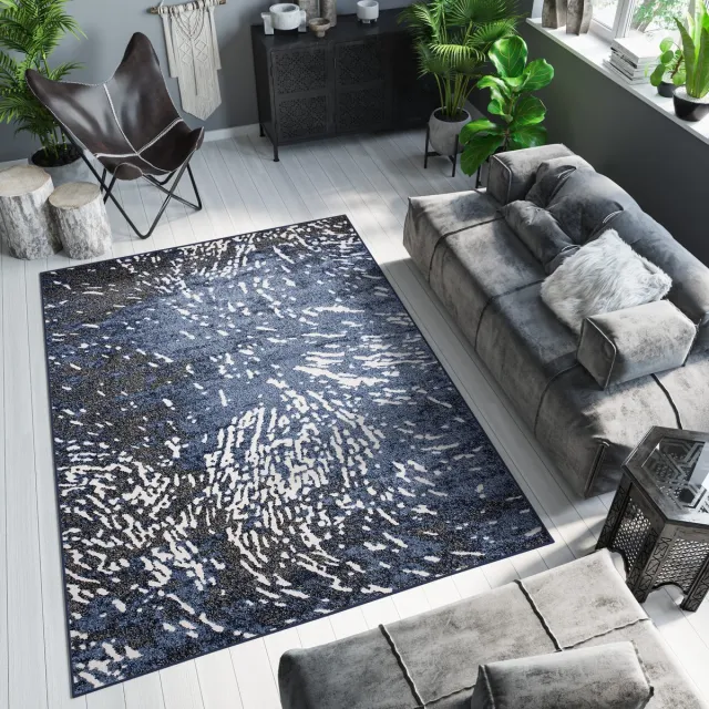 Tapiso Breeze K Vloerkleed Blauw Grijs Laagpolig Tapijt Donkerblauw 1