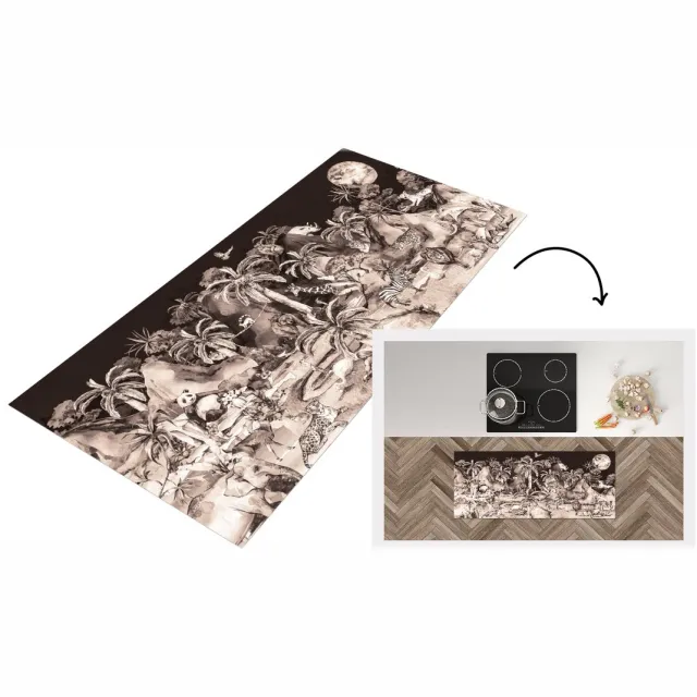 KitchenYeah Keukenloper - Loper keuken - Jungle Decoratie - Kinderen - Dieren - Keukenloper vinyl Multicolor