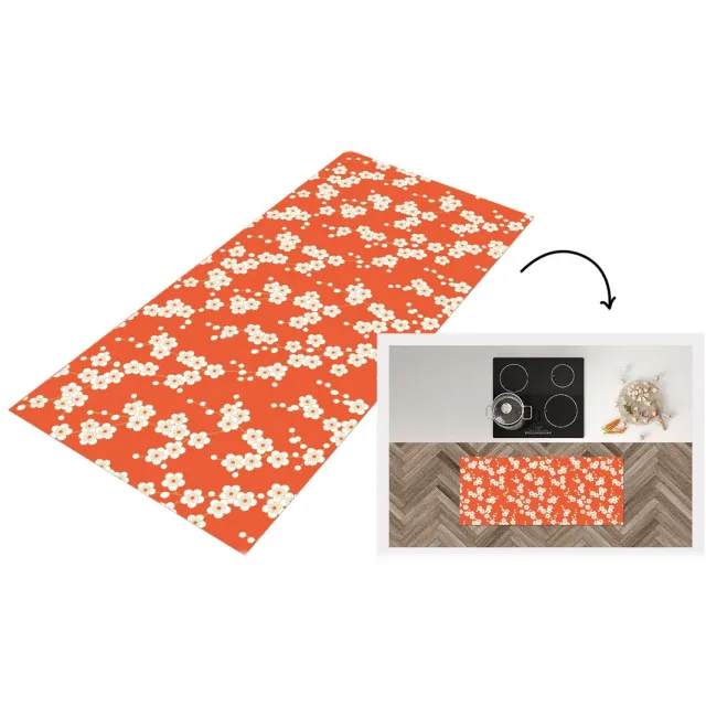 KitchenYeah Keukenloper 120x50 cm - Keukenmat vinyl Sakura - Bloemen - Patroon - Japan - Keukenmatten loper - Keuken vloerkleed tapijt
