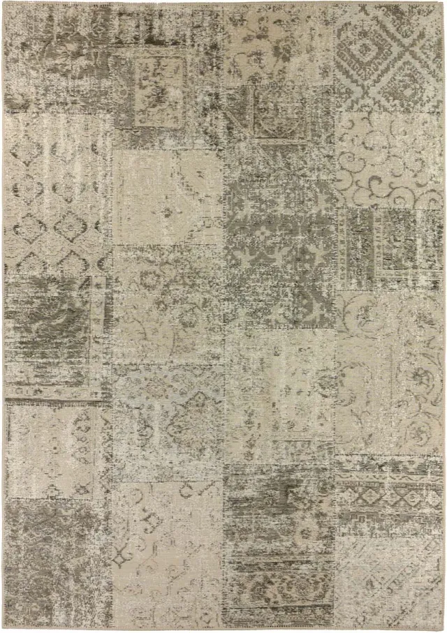 Joy de Vivre Patchwork vloerkleed - Dices beige/groen 120x170