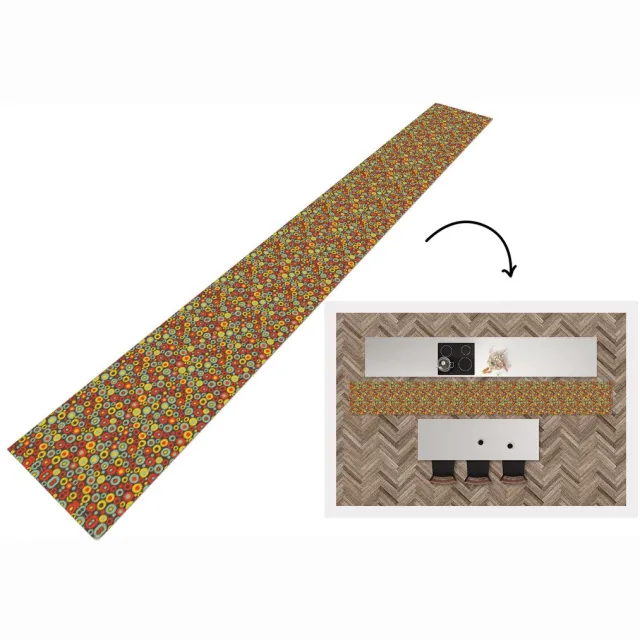 KitchenYeah Keukenloper 400x50 cm - Keukenmat vinyl Patroon - Jaren 70 - Retro - Bubbel - Keukenmatten loper - Keuken vloerkleed tapijt Patroon - Retro - Bubbel