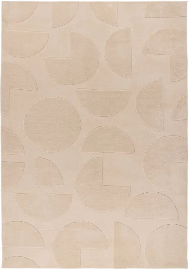 Padiro design laagpolig vloerkleed 80 x 150 cm - lichtbeige - modern geometrisch patroon - voor vloerverwarming - van polyester en katoen