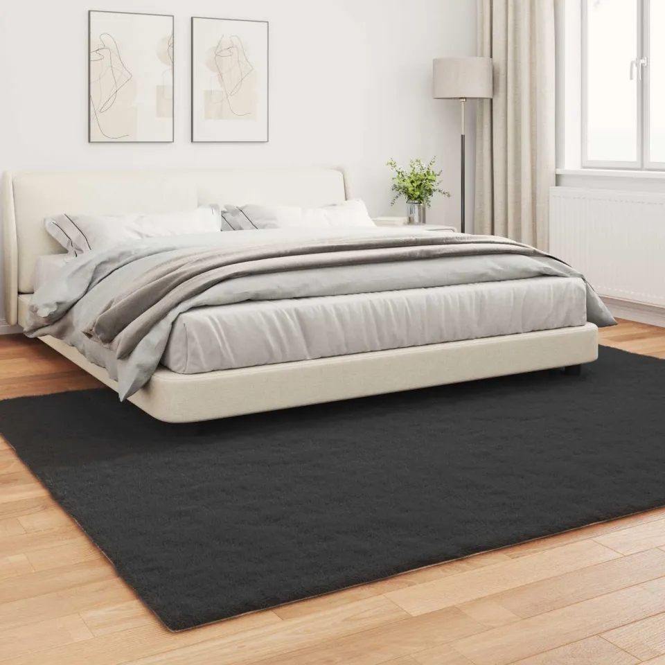 vidaXL Antislip vloerkleed van imitatie konijnenbont OLITE Zwart, foto 4