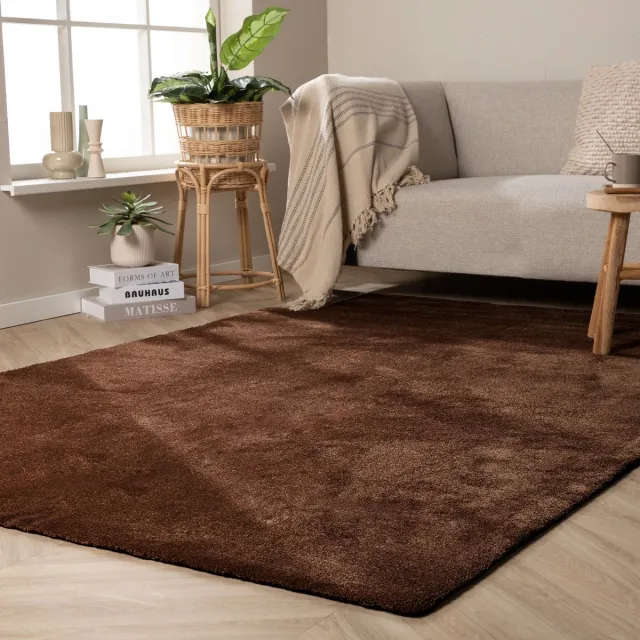 NATURL. Wasbaar vloerkleed - Clean Donkerbruin - 200x290cm bruin