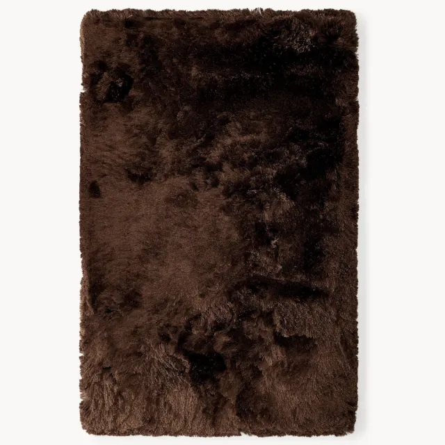 Westwing Collection Glanzend hoogpolig vloerkleed Jimmy Bruin