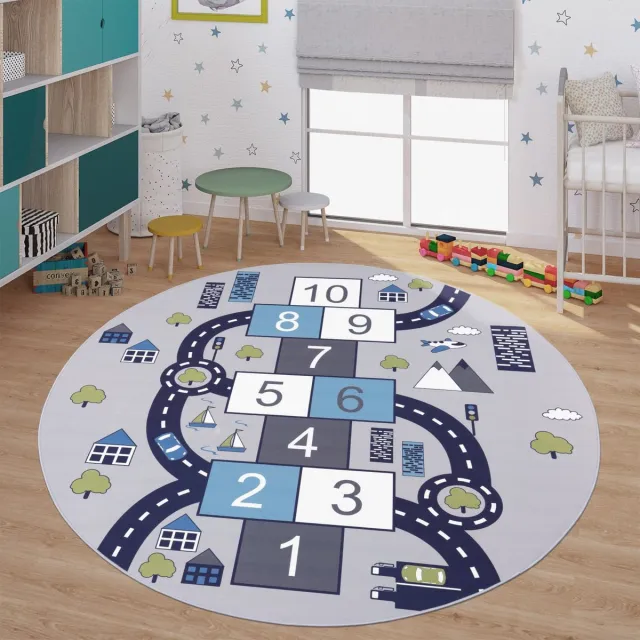 TT Home Kinderkamertapijt tapijt jongen meisje kinderkamertapijt baby antislip straat 200 x 200 cm Rechthoek 200 x 200 cm Rechthoek grijs