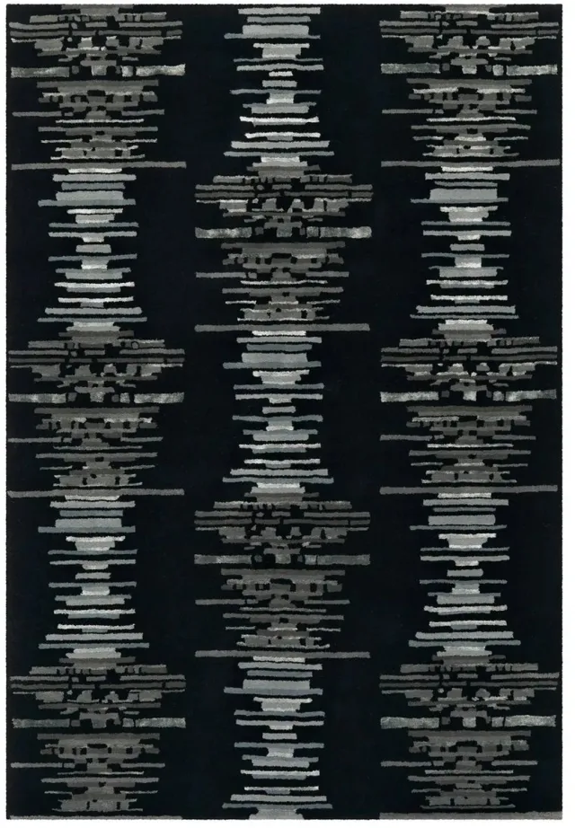 Dutch XXL Wollen Vloerkleed | Tapijt | Satin | Strepen | Antraciet