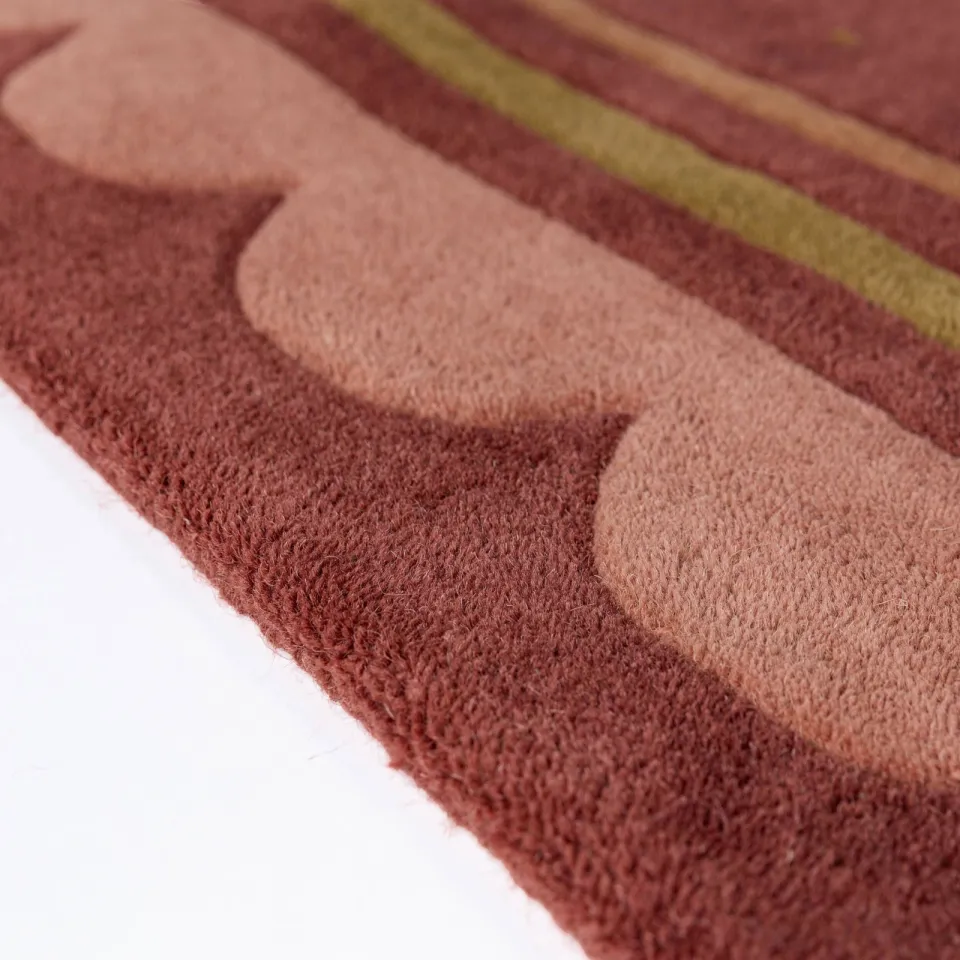 Flair Rugs Lois Scallop Border wollen vloerkleed rood, foto 3