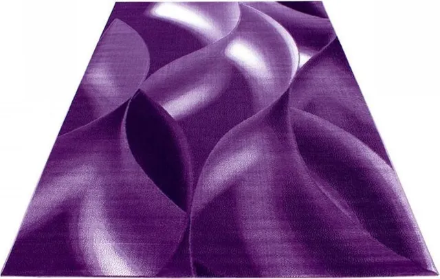 Plus Laagpolig vloerkleed, abstract golfpatroon, violette kleur, woonkamerkleed, jute achterkant, afmeting: 160 cm x 230 cm Lila
