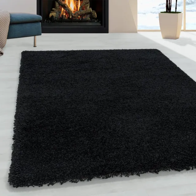 Ayyildiz Ayyıldız SYDNEY Loper Zwart Shaggy Modern Vloerkleed - 80 X 250 CM - Polypropyleen - Jute