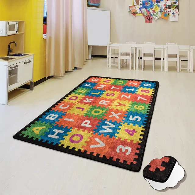 Bosdela Wasbaar kinder- en babykleed, 100x160 cm, ideaal voor kinderkamers, speelkamers en kruipmatten Babytapijtpuzzel gemengd