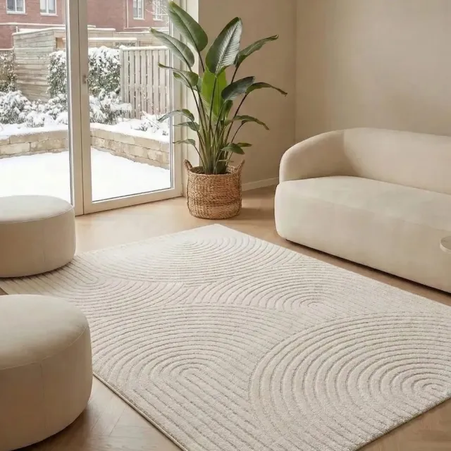 flycarpets Skando Vloerkleed Japandi & Scandinavisch - Crème - Laagpolig Tapijt Loper - 80x150 cm