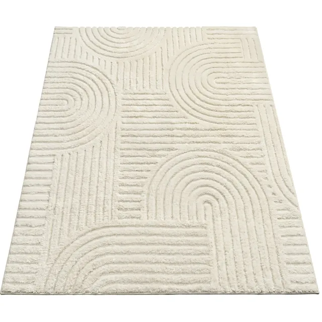 Songmics 3D Crème Wit Tapijt 170x120 cm Machinewasbaar Antislip – Crèmewit