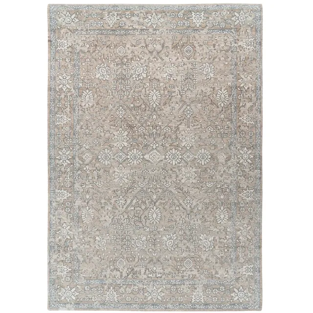 Dutch XXL Vintage Vloerkleed | Tapijt | Perry | Bloemen | Kaki/Beige | 80x150 cm